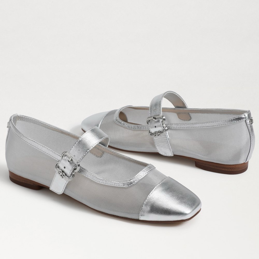 •silver mary jane flats•